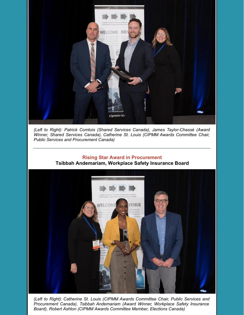 James Taylor-Chassé receiving the 2024 CIPMM Rising Star Award