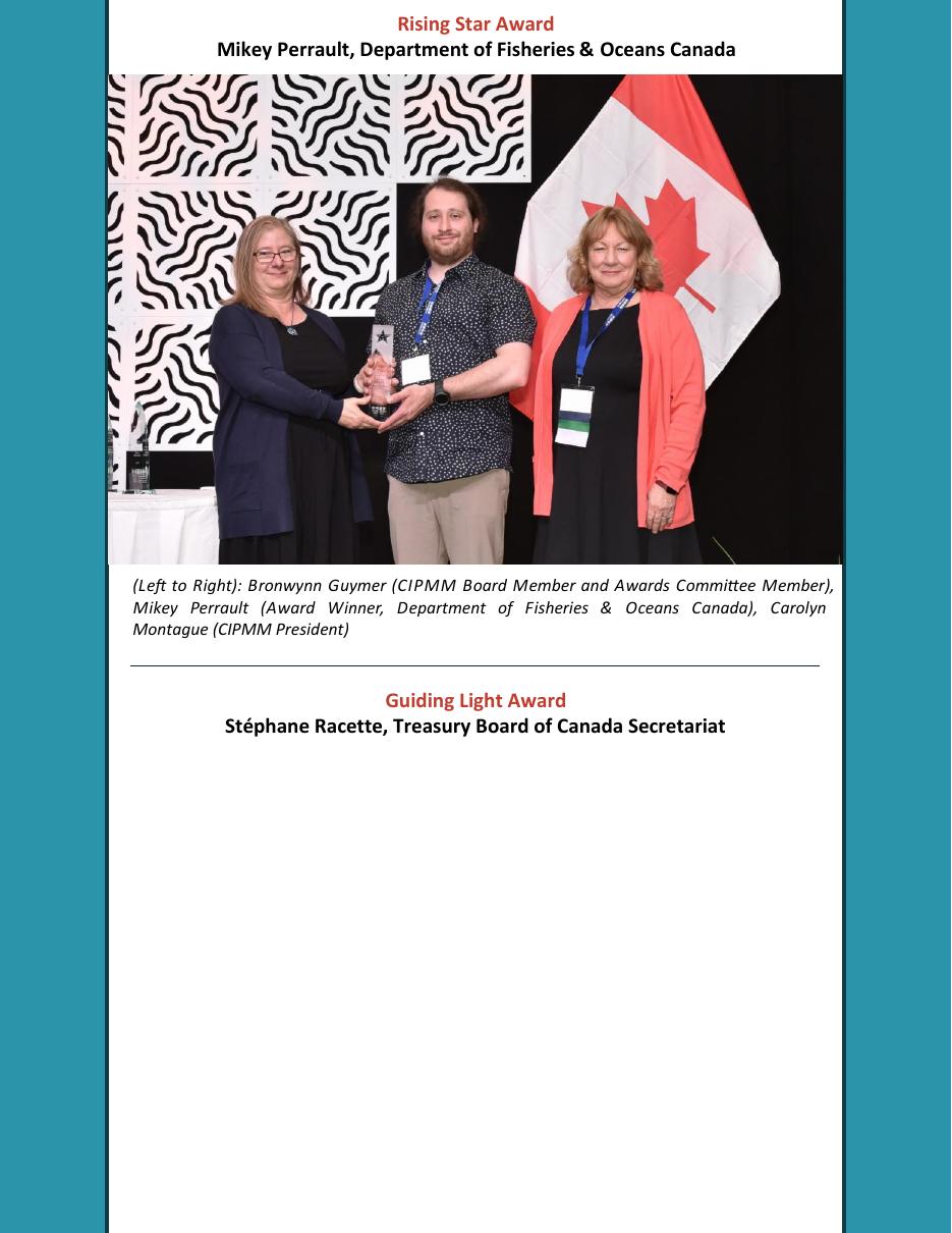 Mikey Perrault and Stéphane Racette receiving 2025 CIPMM awards
