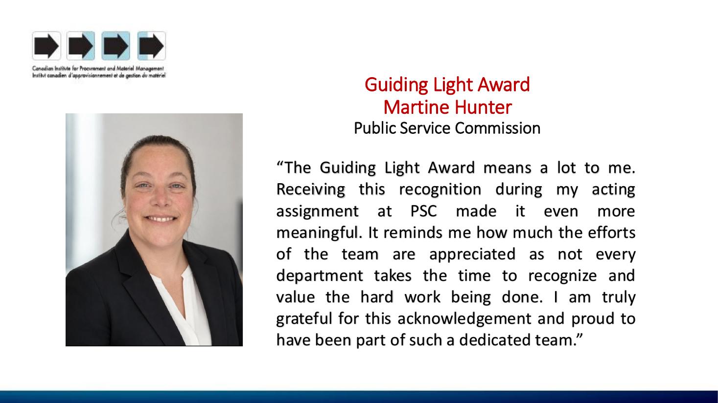 Martine Hunter, 2026 CIPMM Guiding Light Award recipient