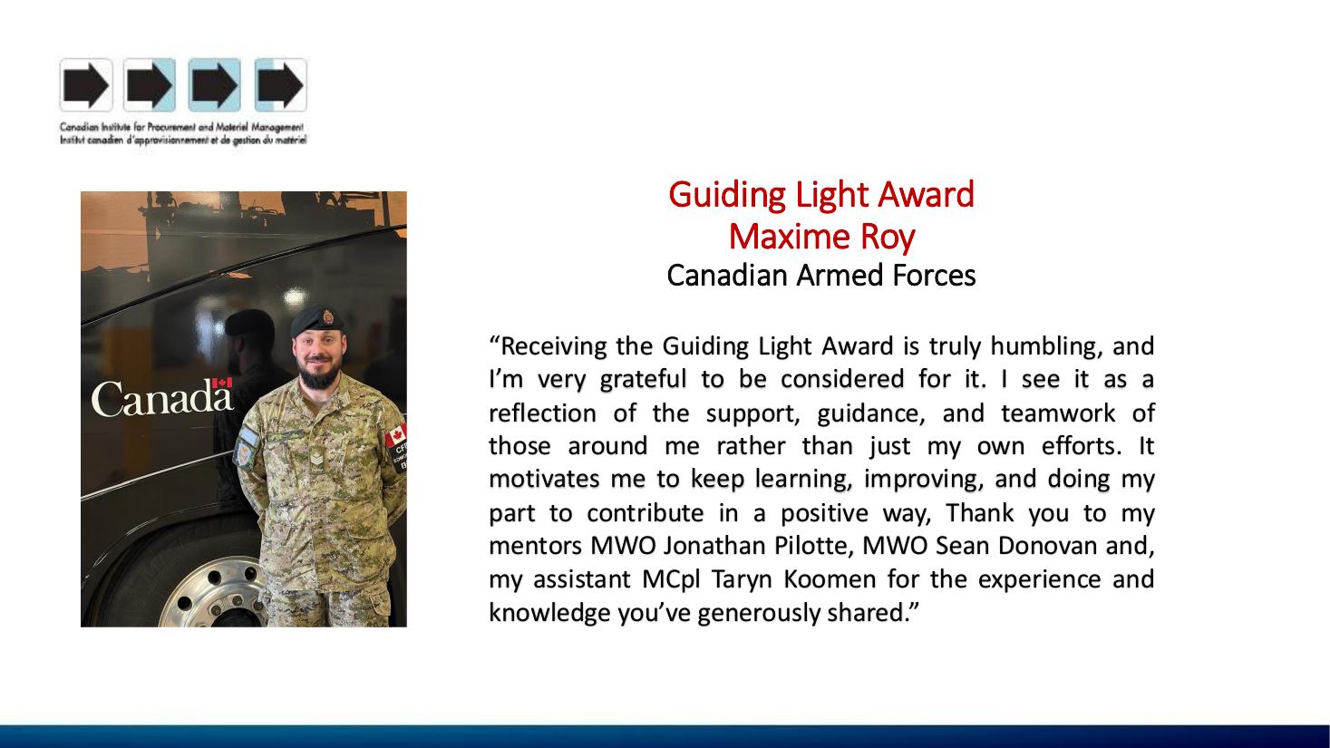 Maxime Roy, 2026 CIPMM Guiding Light Award recipient